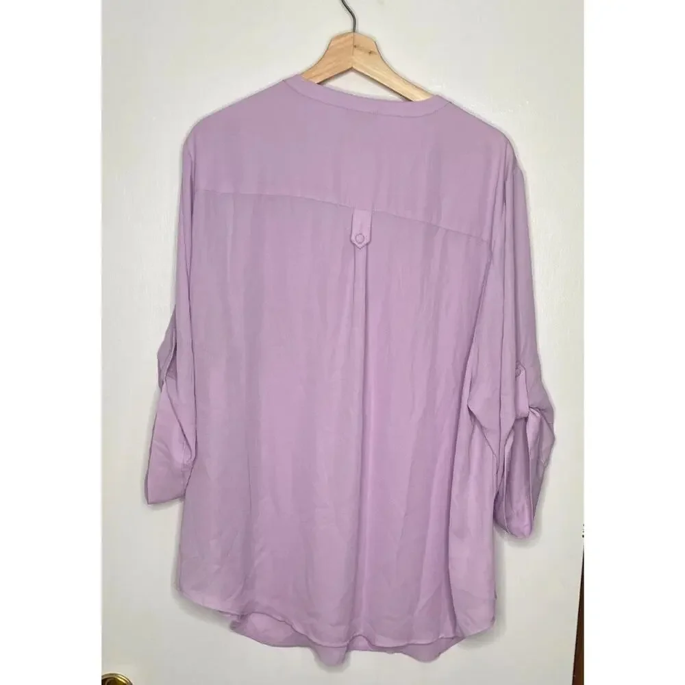 Torrid Harper Lilac Purple Roll-Tab Sleeve Blouse Size 3X - Picture 8 of 8